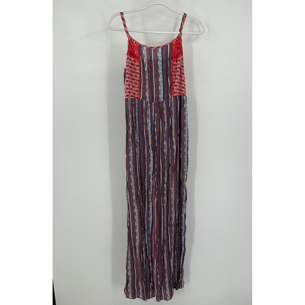 Womens Boho Peasant Maxi Dress Size‎ L Hippie Southwestern Smocked Back Resort